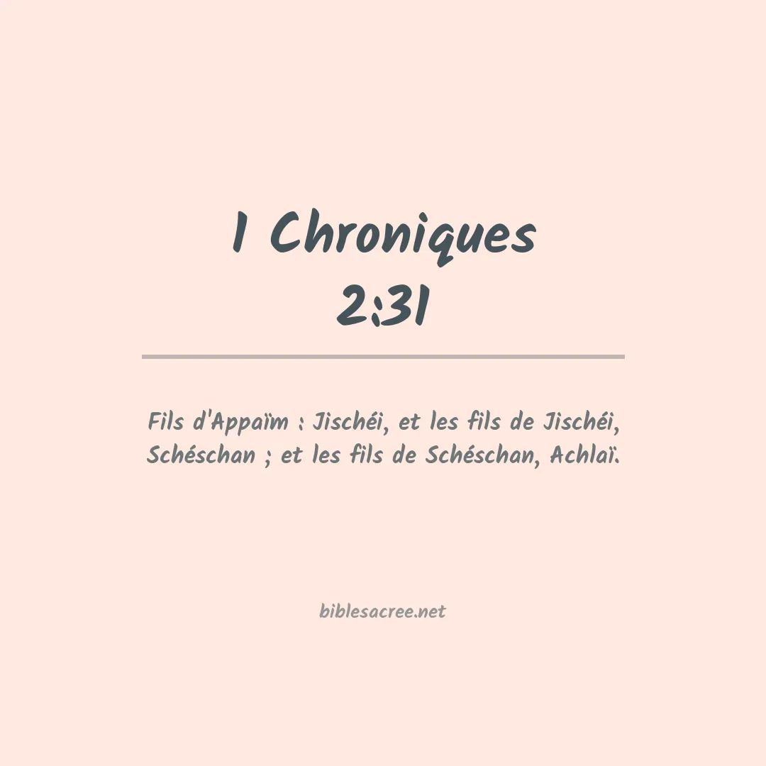 1 Chroniques - 2:31