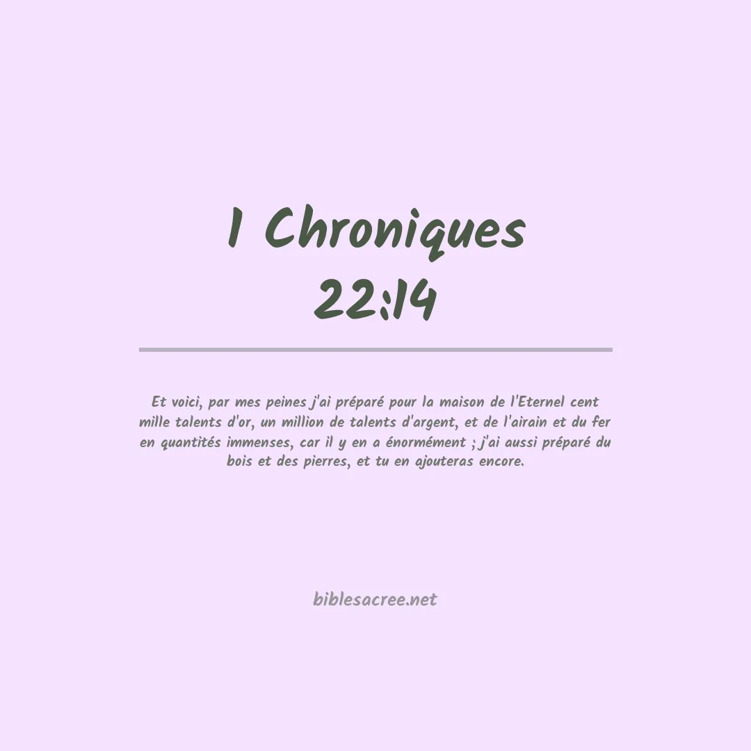 1 Chroniques - 22:14