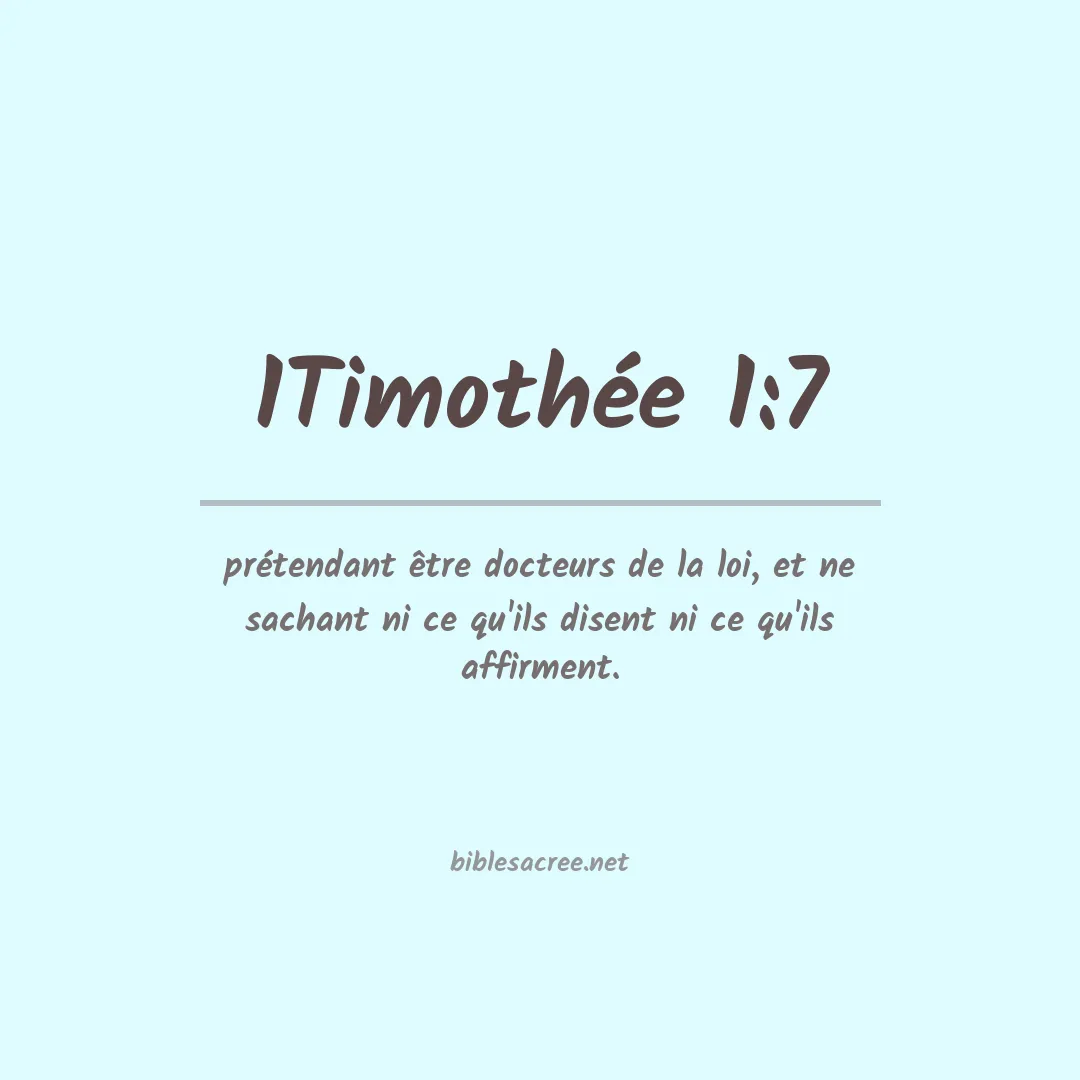 1Timothée - 1:7