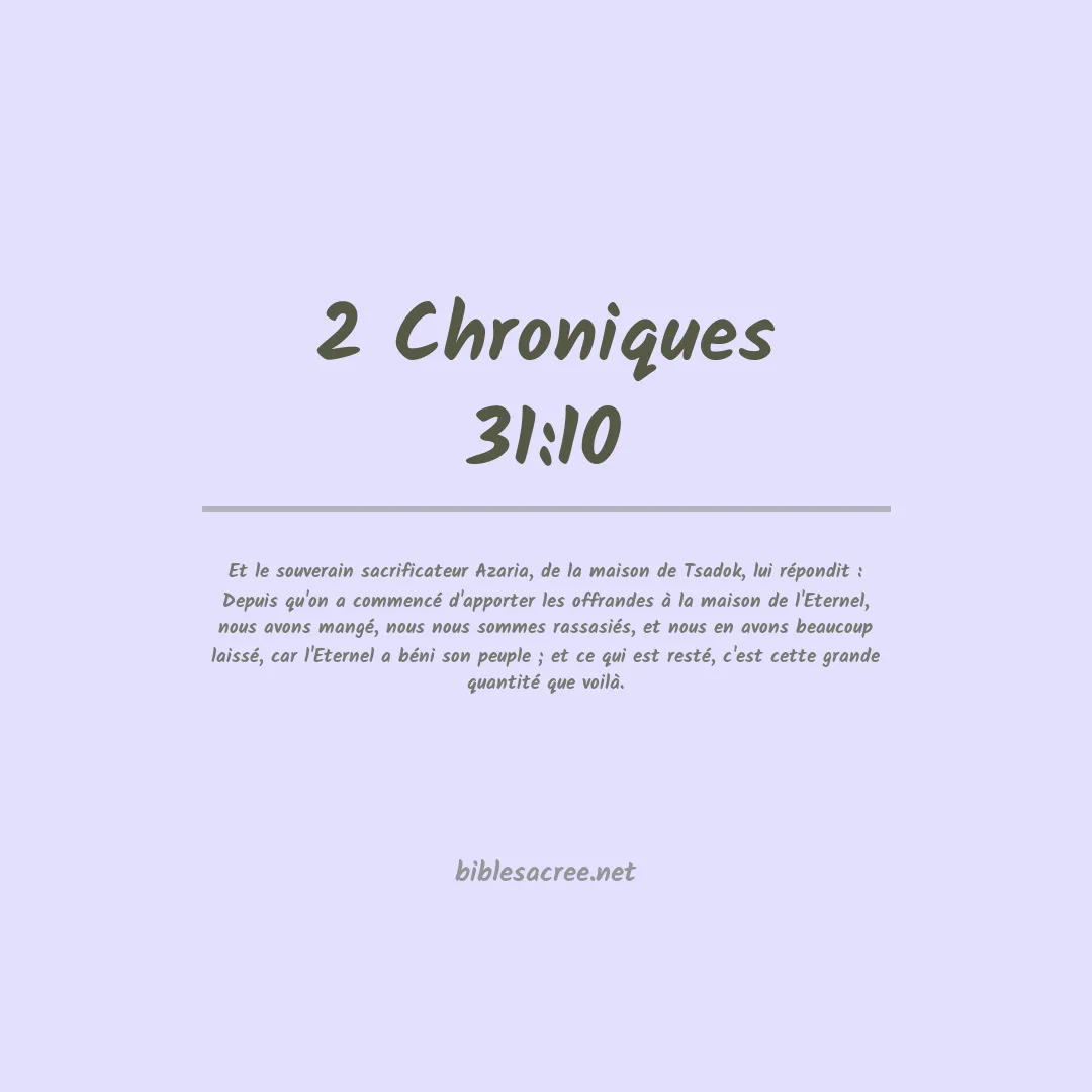 2 Chroniques - 31:10