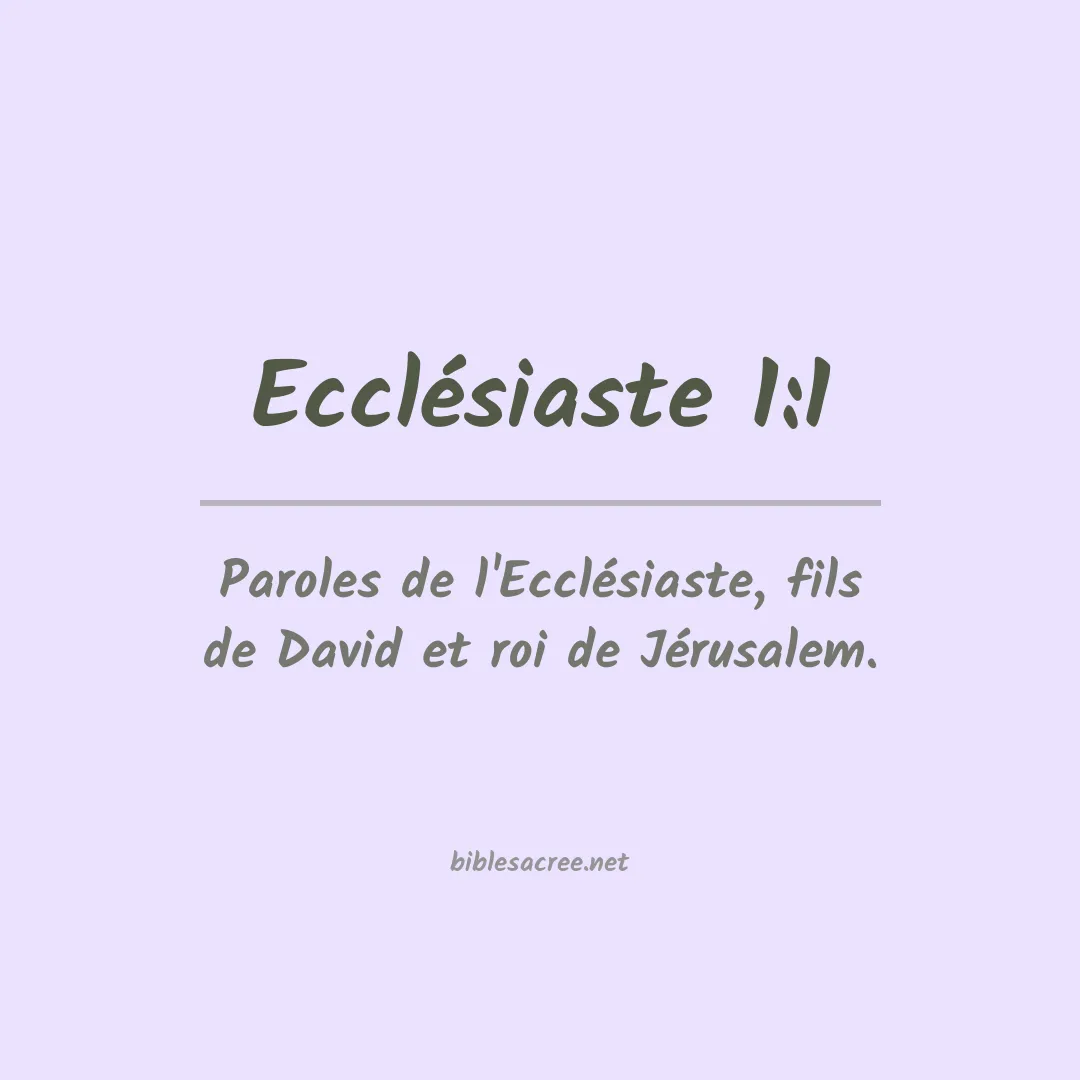 Ecclésiaste - 1:1