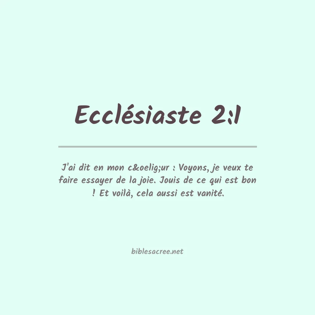 Ecclésiaste - 2:1
