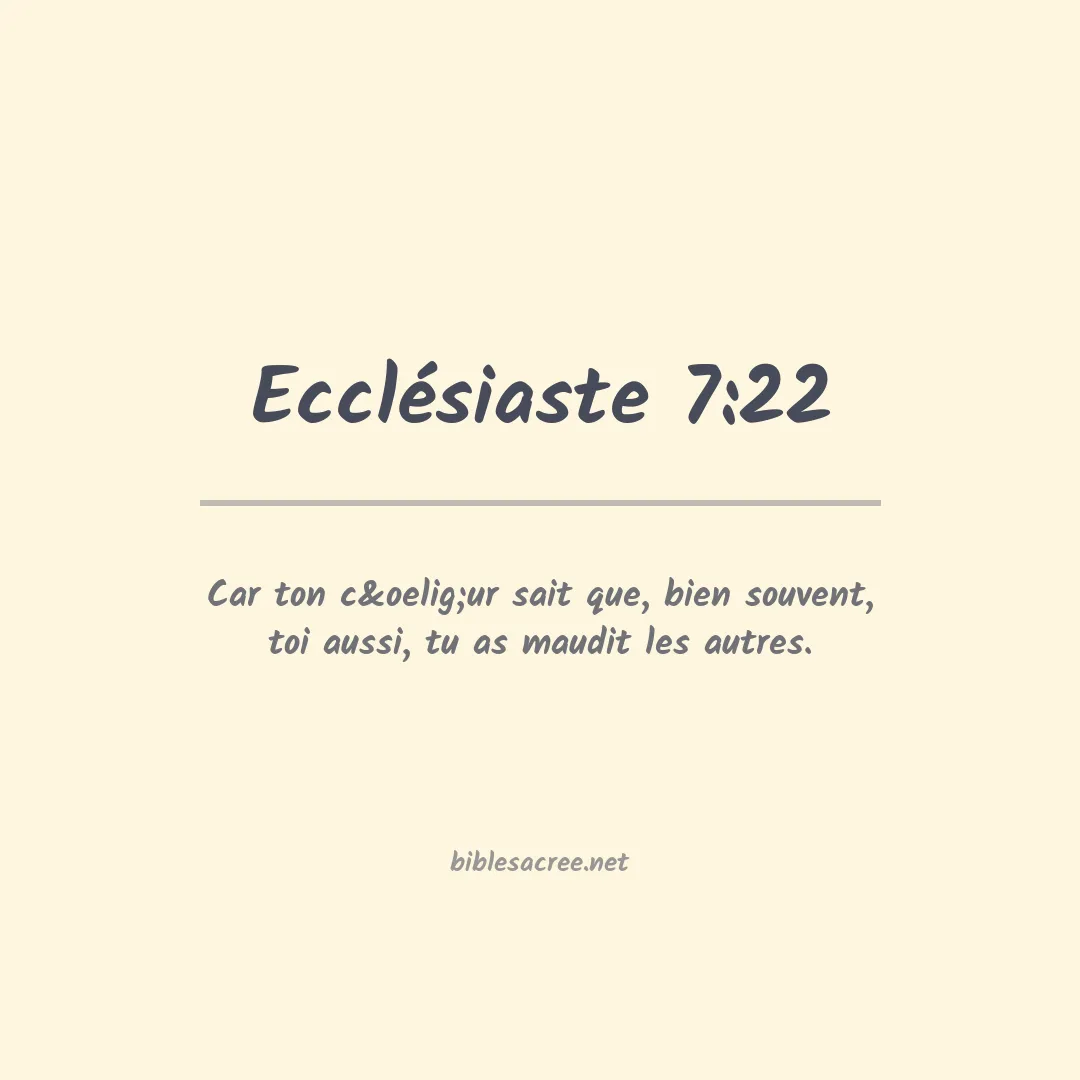 Ecclésiaste - 7:22