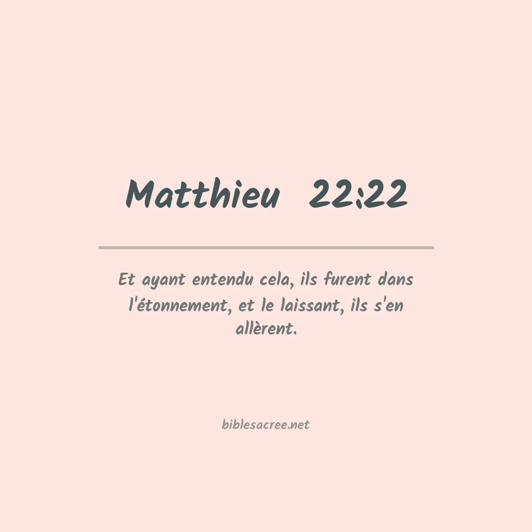 Matthieu - 22:22