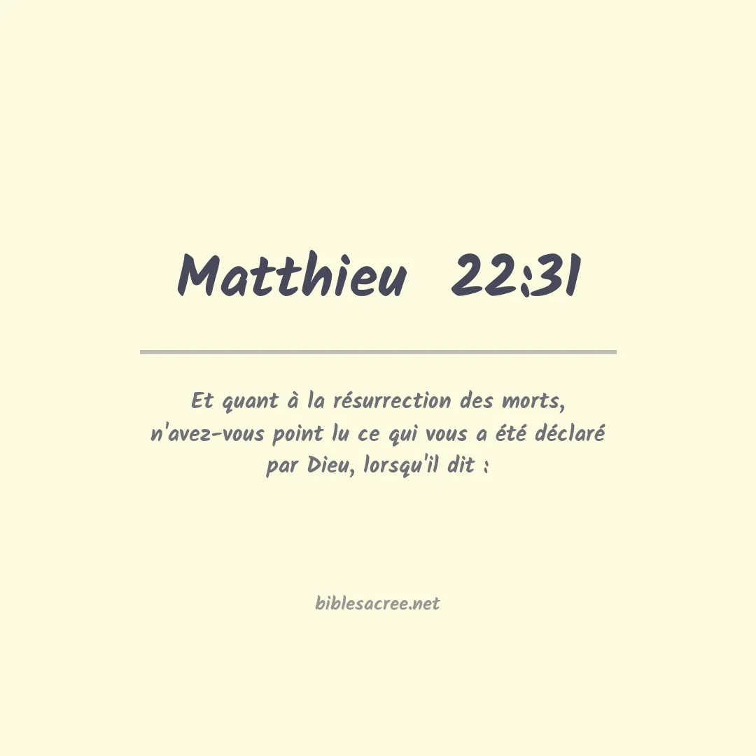 Matthieu - 22:31
