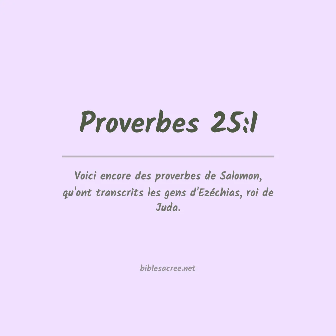 Proverbes - 25:1